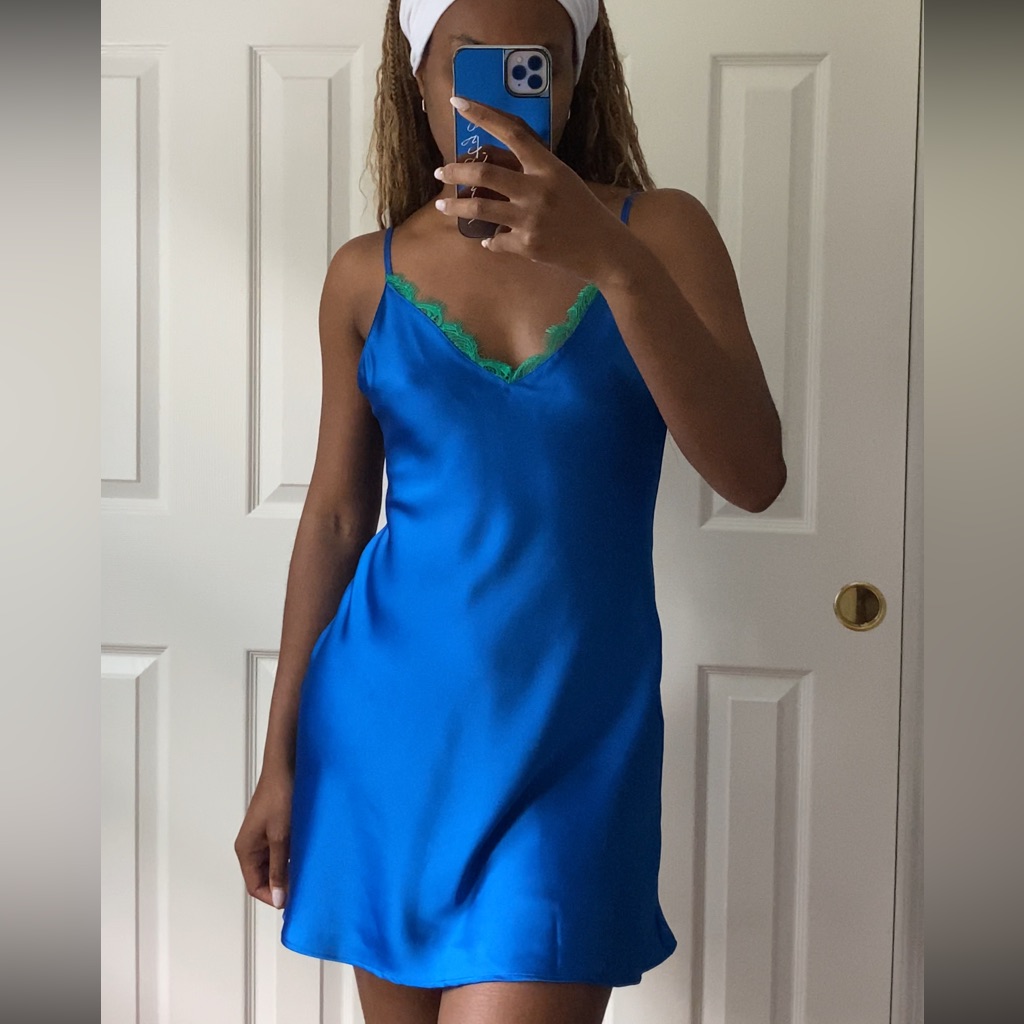 Zara | Dresses | Zara Blue Stain Effect Slip Dress | Poshmark